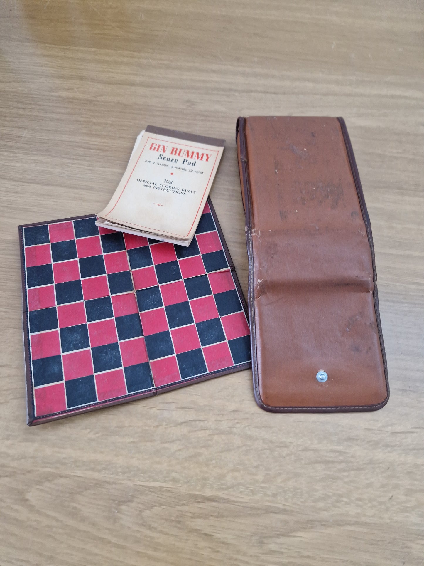 Vintage 1940's Travel Games set Leather Case.