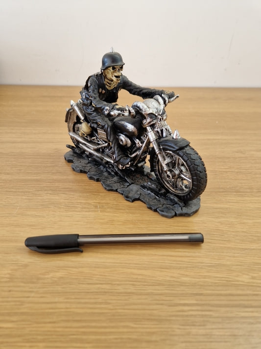 Hell on the Highway Gothic  Skeleton on a Motorbike figurine.