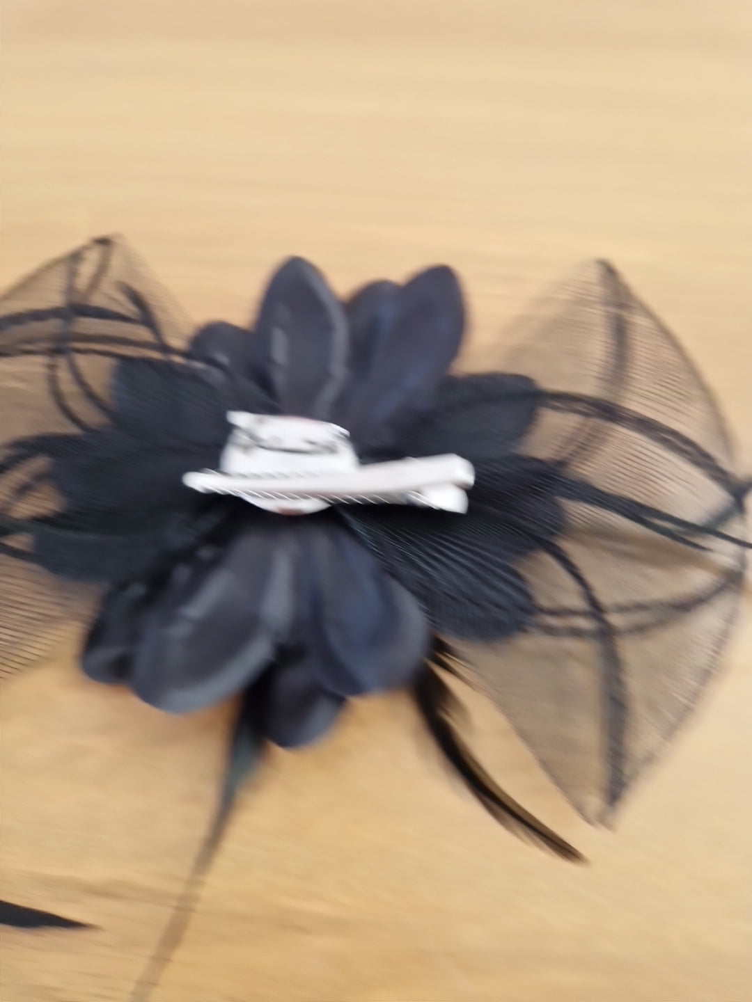 Wedding Races Prom Black Net Feather and Flower Fascinator