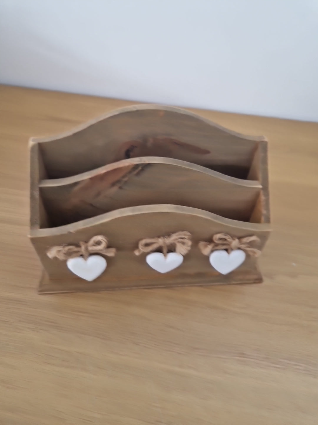 Wooden Freestanding letter holder with heart design