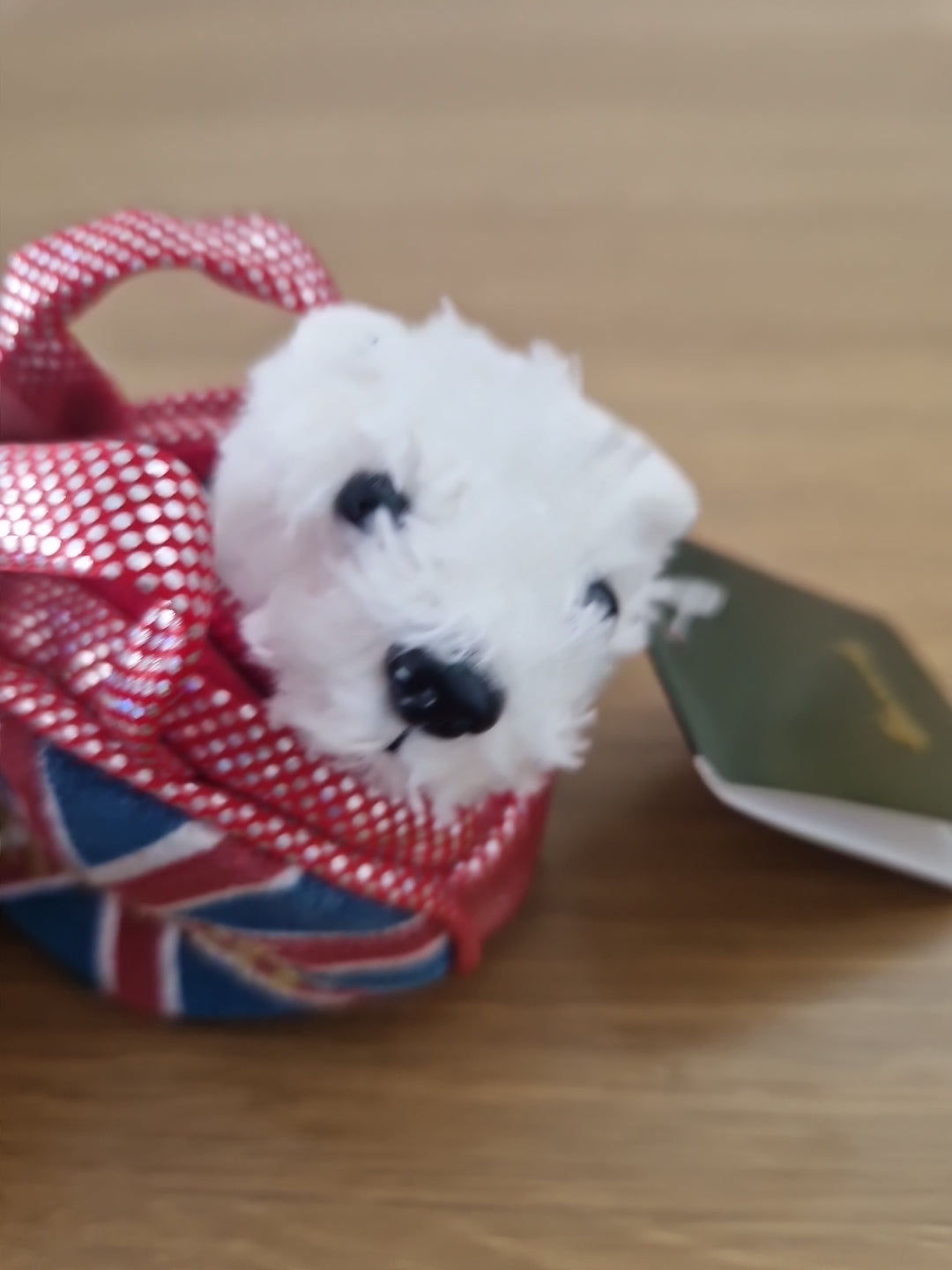 Harrods Union Jack White Terrier Bag Design Keyring