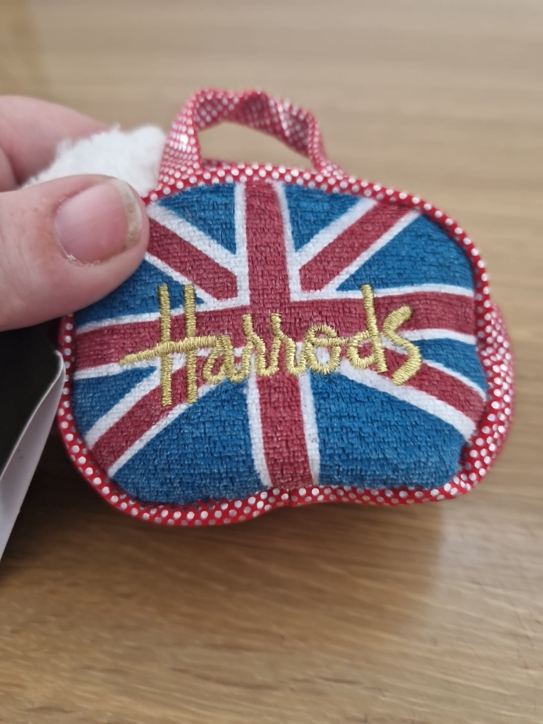 Harrods Union Jack White Terrier Bag Design Keyring