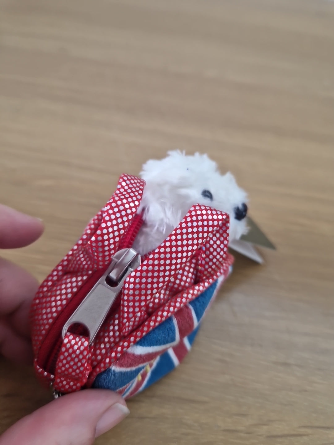 Harrods Union Jack White Terrier Bag Design Keyring