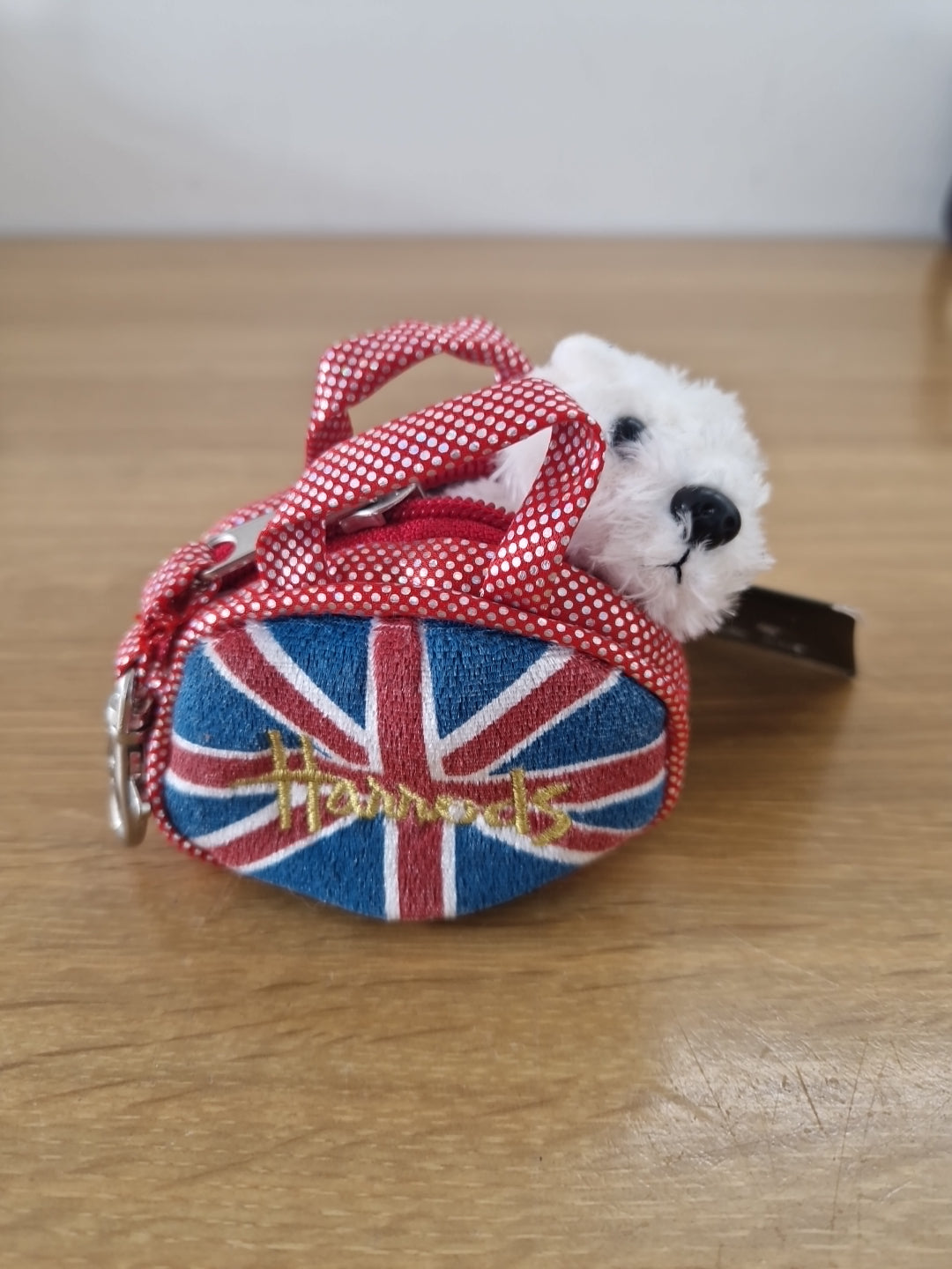 Harrods Union Jack White Terrier Bag Design Keyring