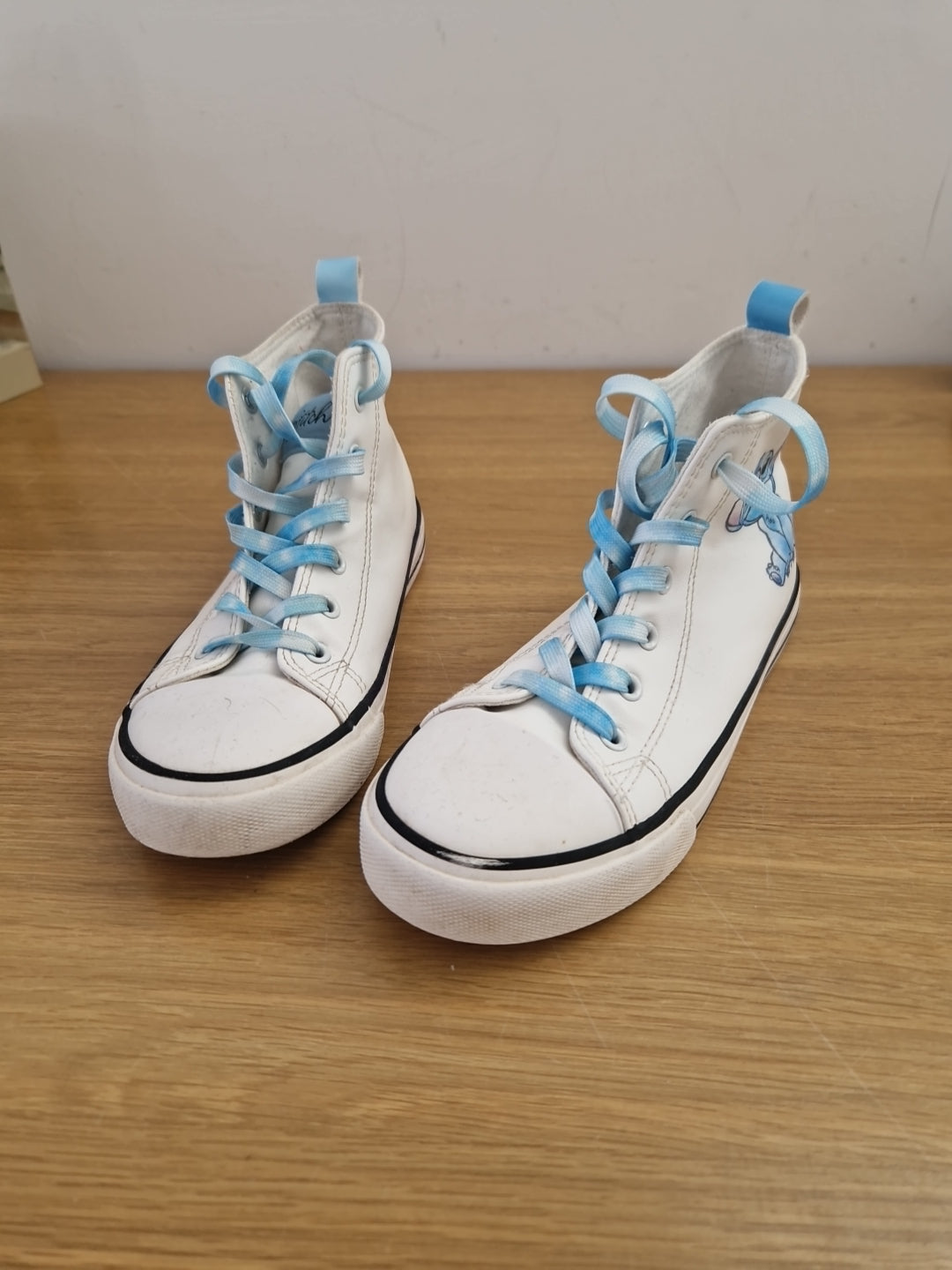 Stitch High Top White Blue Laces