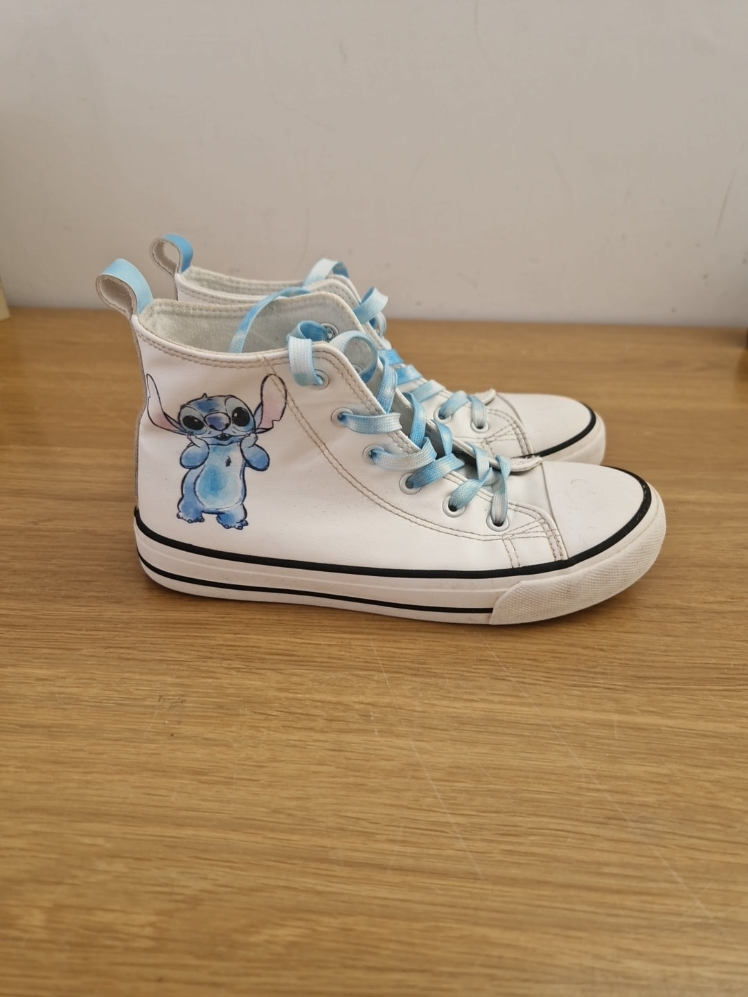 Stitch High Top White Blue Laces