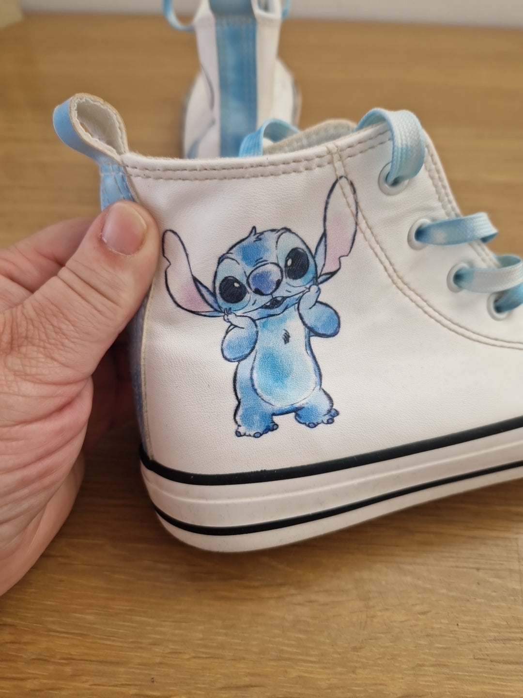 Stitch High Top White Blue Laces