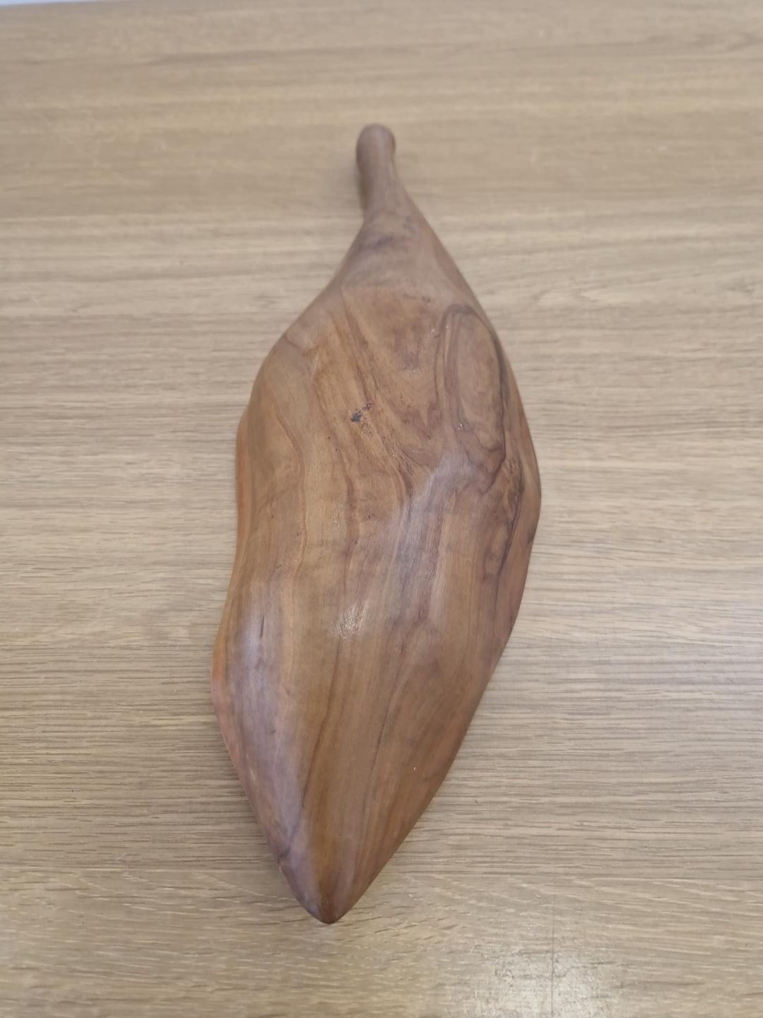 Wooden bowl in the shape of a leaf