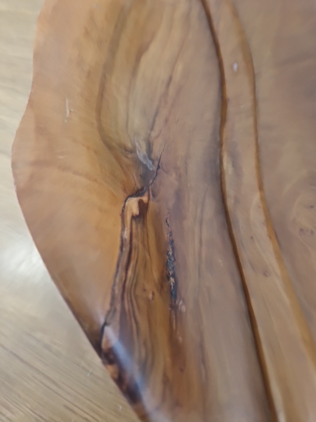 Wooden bowl in the shape of a leaf