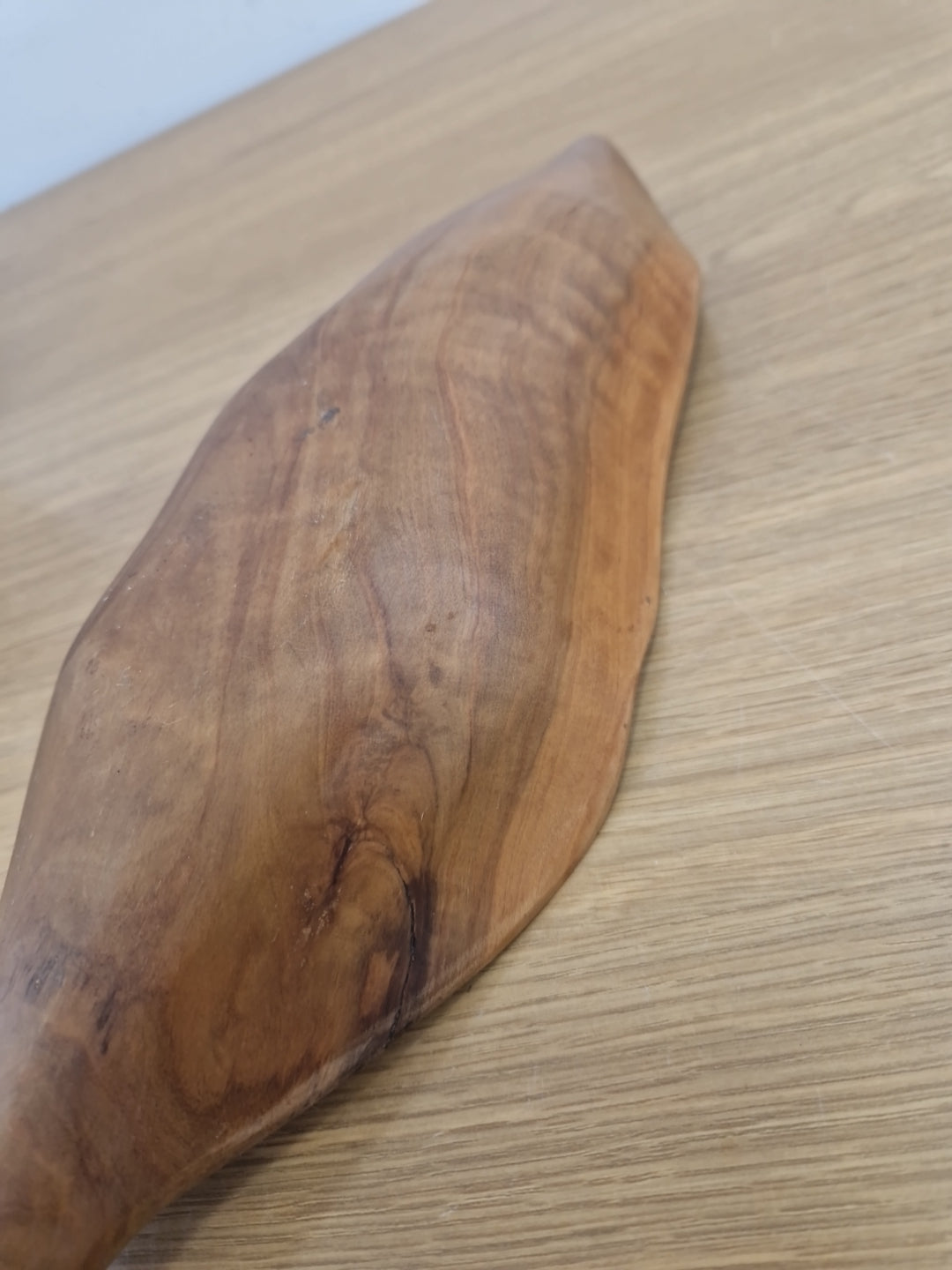 Wooden bowl in the shape of a leaf