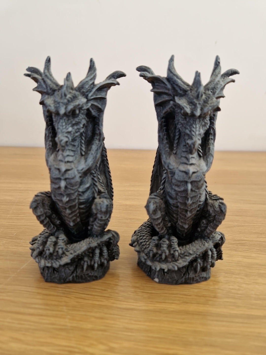 Pair of Grey Nemesis Freestanding candle sticks Dragon Design