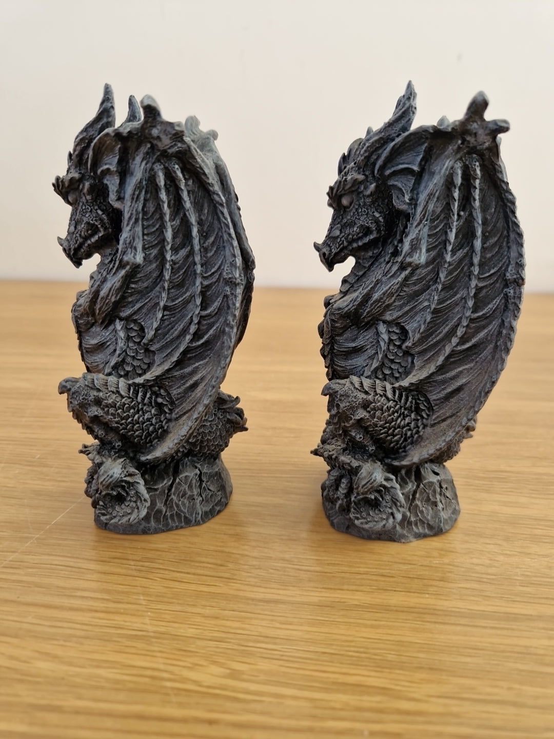 Pair of Grey Nemesis Freestanding candle sticks Dragon Design