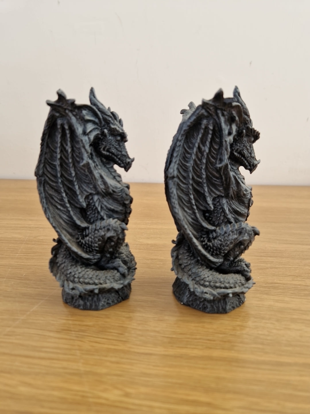 Pair of Grey Nemesis Freestanding candle sticks Dragon Design