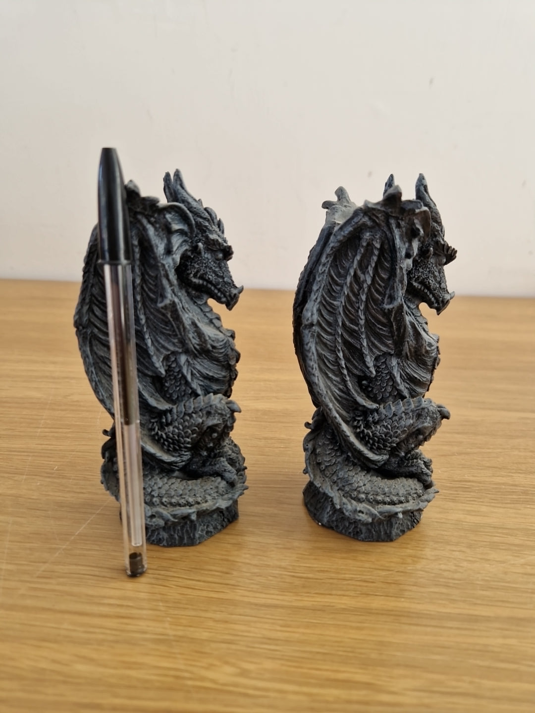 Pair of Grey Nemesis Freestanding candle sticks Dragon Design