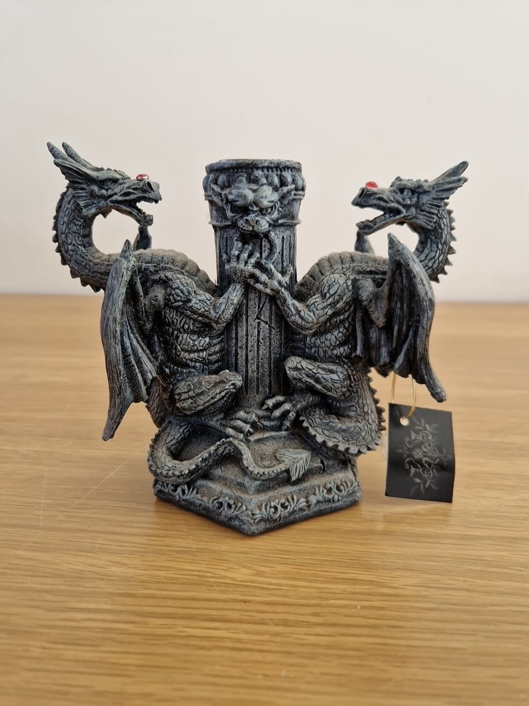 Nemesis single  candlestick holder Grey Dragon design.