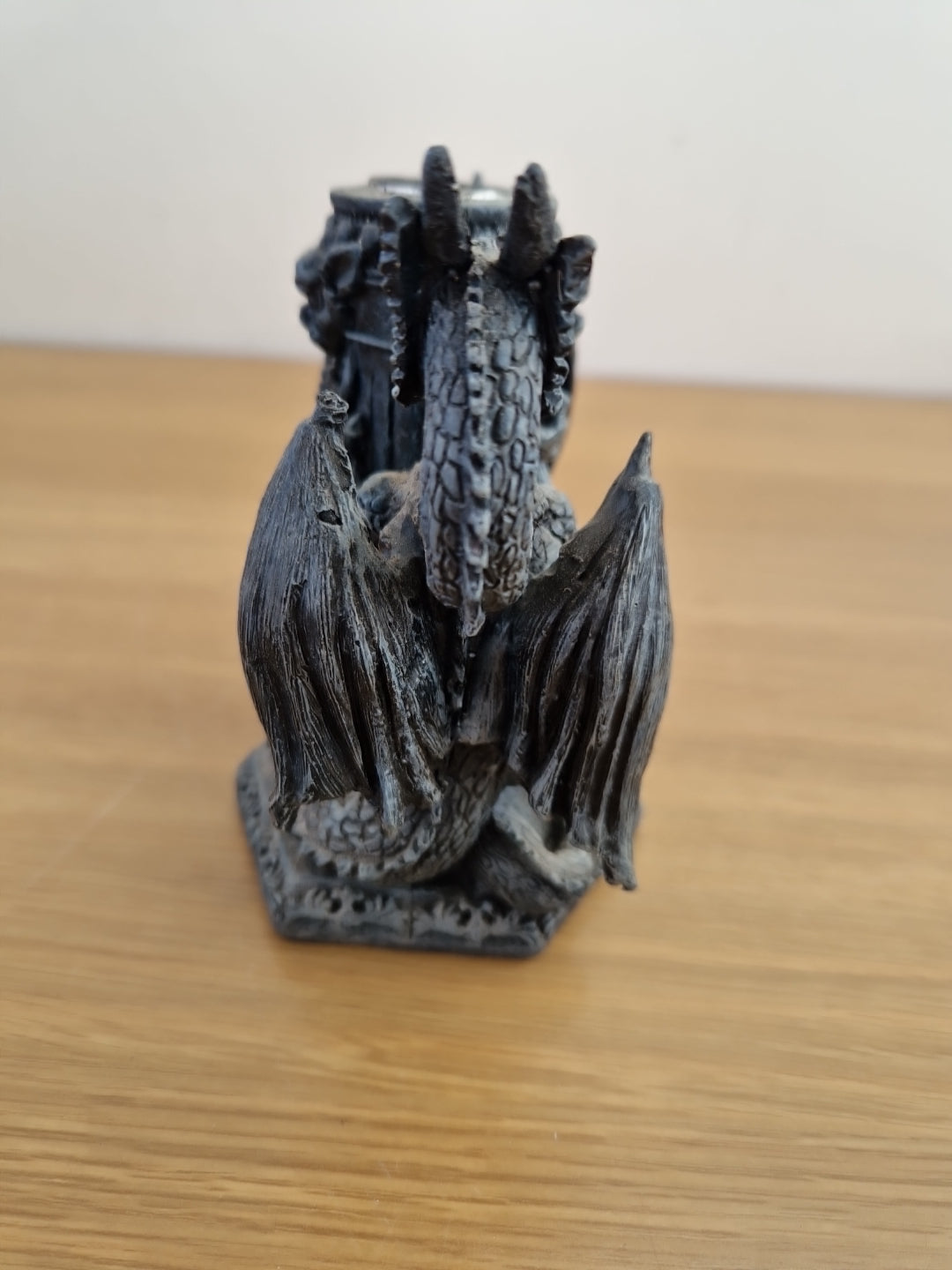 Nemesis single  candlestick holder Grey Dragon design.