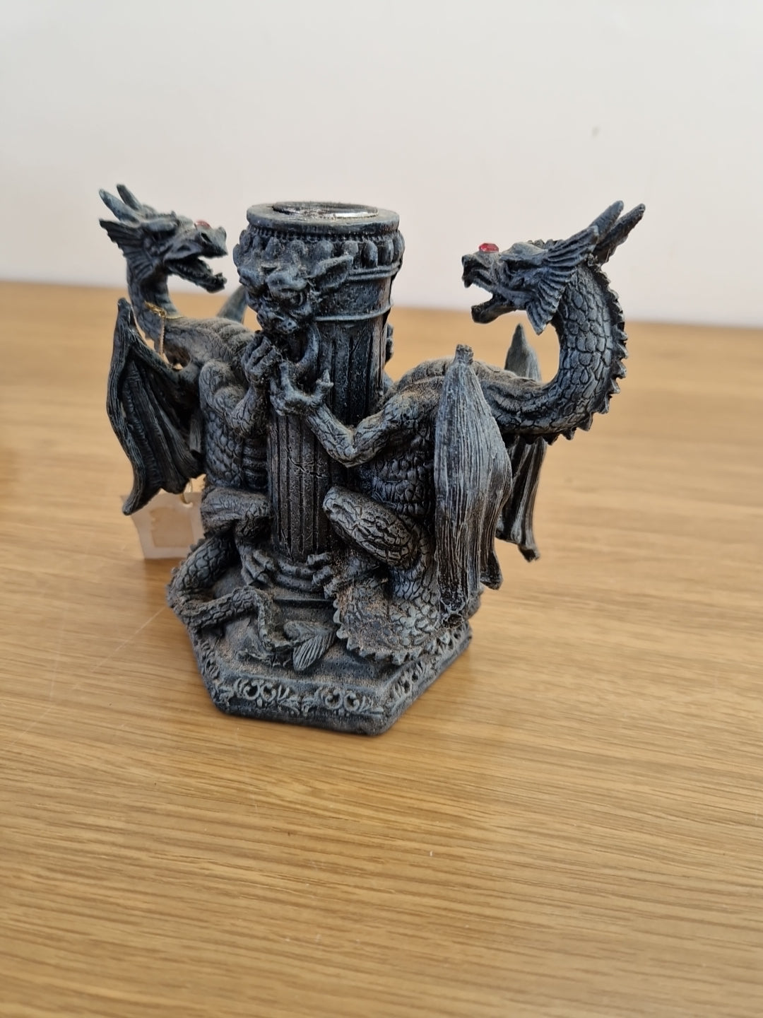 Nemesis single  candlestick holder Grey Dragon design.