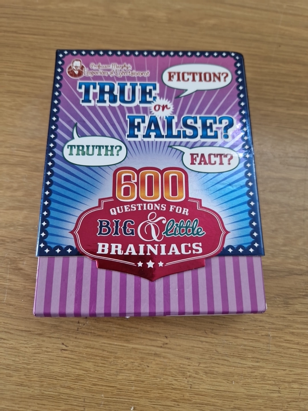 Professor Murphy's card quiz game True or False