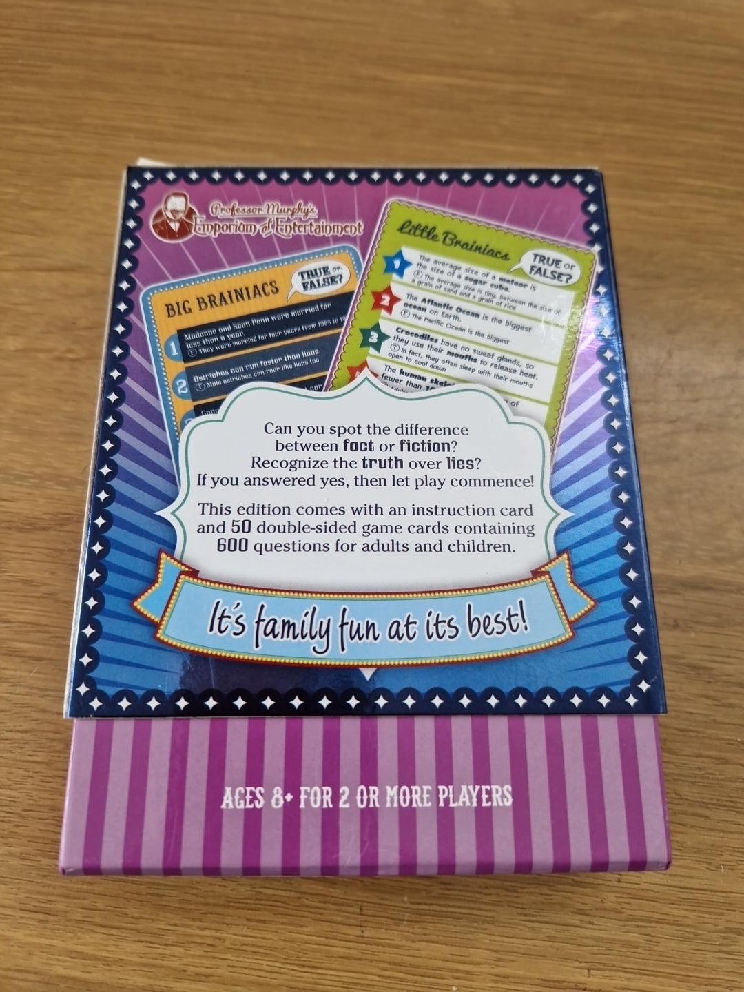 Professor Murphy's card quiz game True or False